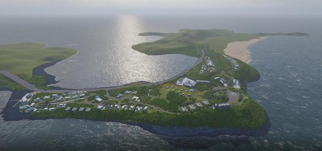 （佔地18公頃的澎湖青灣，亞果開發之後的模擬圖。圖／顏瑞田翻攝）