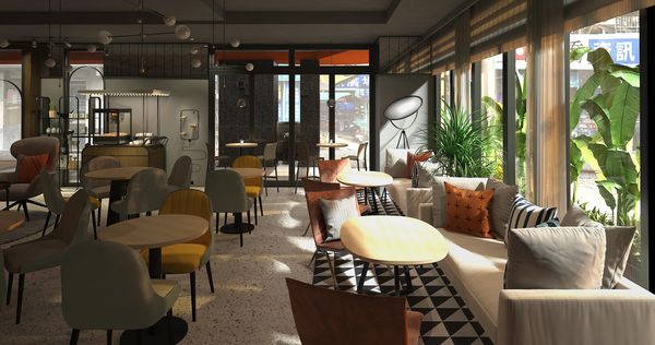 台中悅樂旅店將於3/23試營運，1樓為悅樂咖啡廳。（圖片提供：台中悅樂旅店）